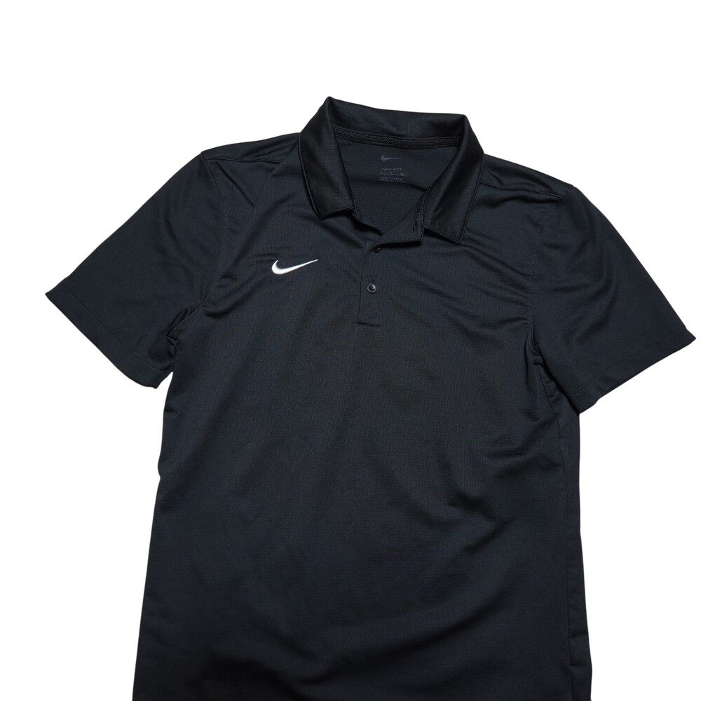 Nike Dri-FIT Polo Shirt Mens Medium Black Solid Athletic Golf Performance Top